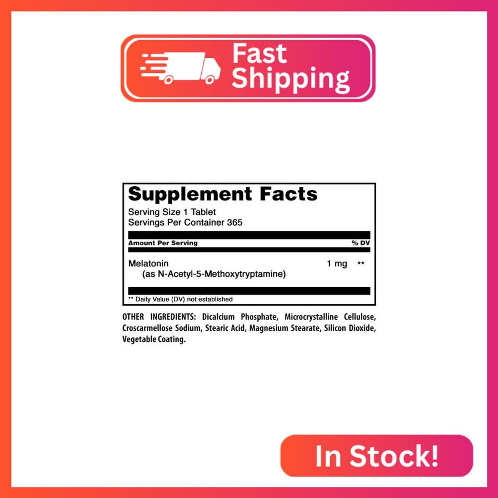 Amazing Formulas Melatonin Supplement | 1 Mg Per Serving | 365 Tablets | 1 Year