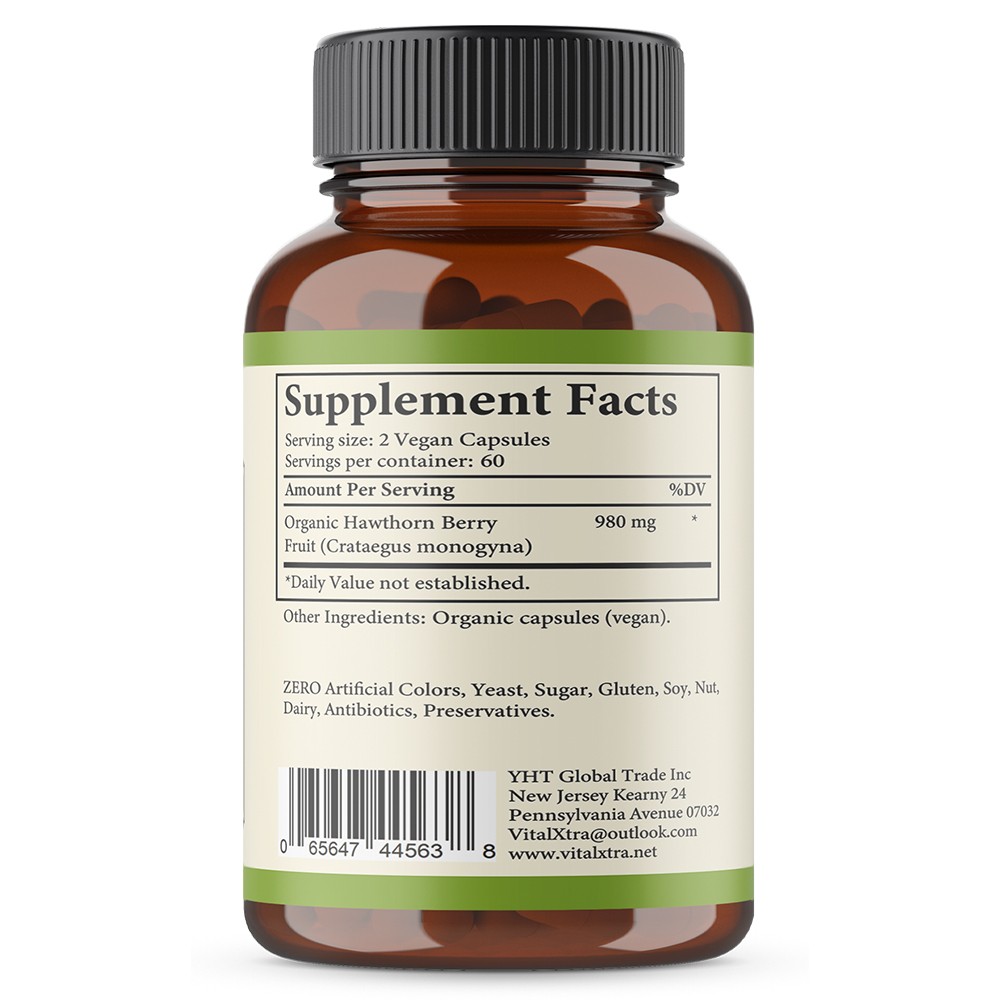Organic Hawthorn Capsules Supports Heart Digestive Circulatory System Health