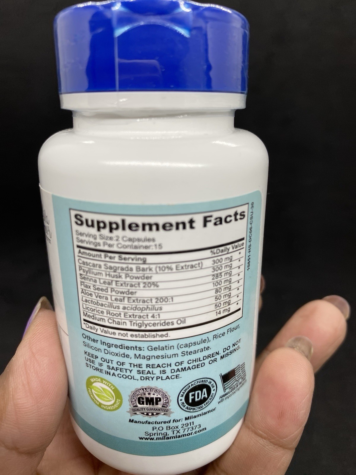 Mila Amor 15 Day Cleanse Gut Support Capsules Senna Psyllium 30ct Herbal