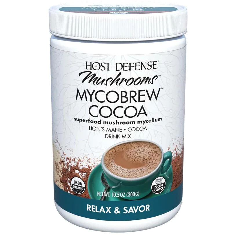Host Defense MycoBrew Cocoa 300 grams Cocoa Powder Drink Mix with Lion’s Mane