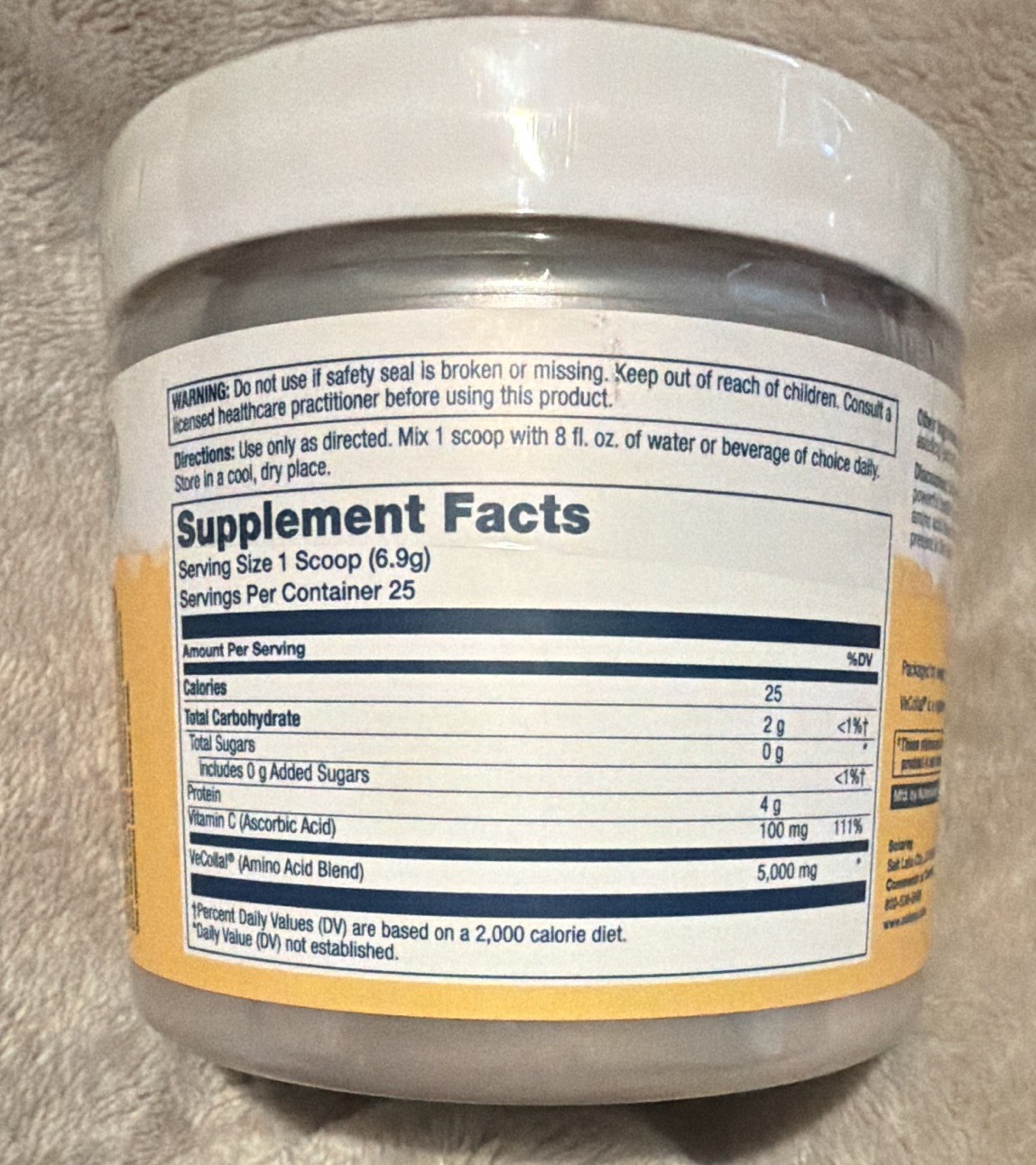 Solaray Vegan Collagen Booster Powder Skin Health Gluten-Free Sugar-Free 6.1 oz