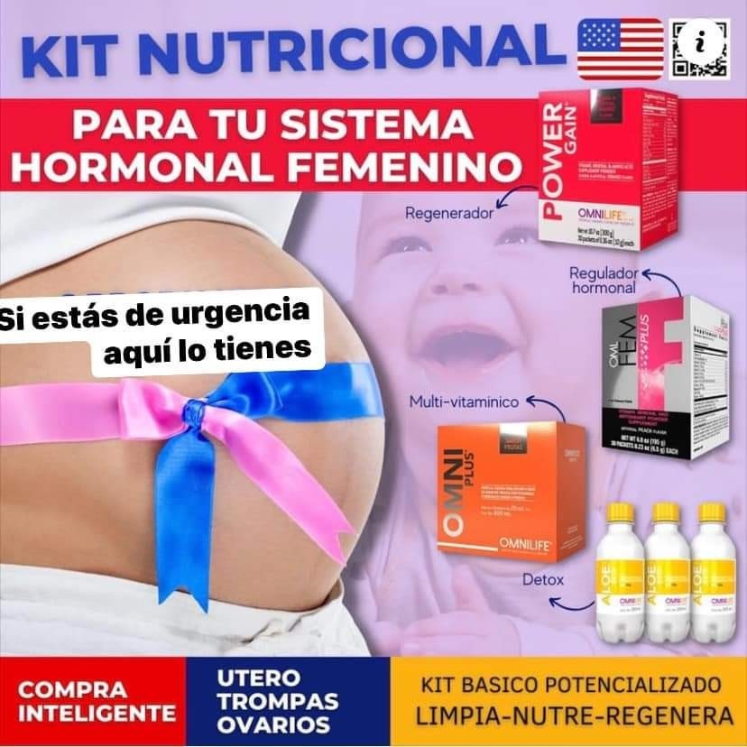 Omnilife FEM Plus, Power Gain, Omni Plus Powder Peach Hormonal Support for Women