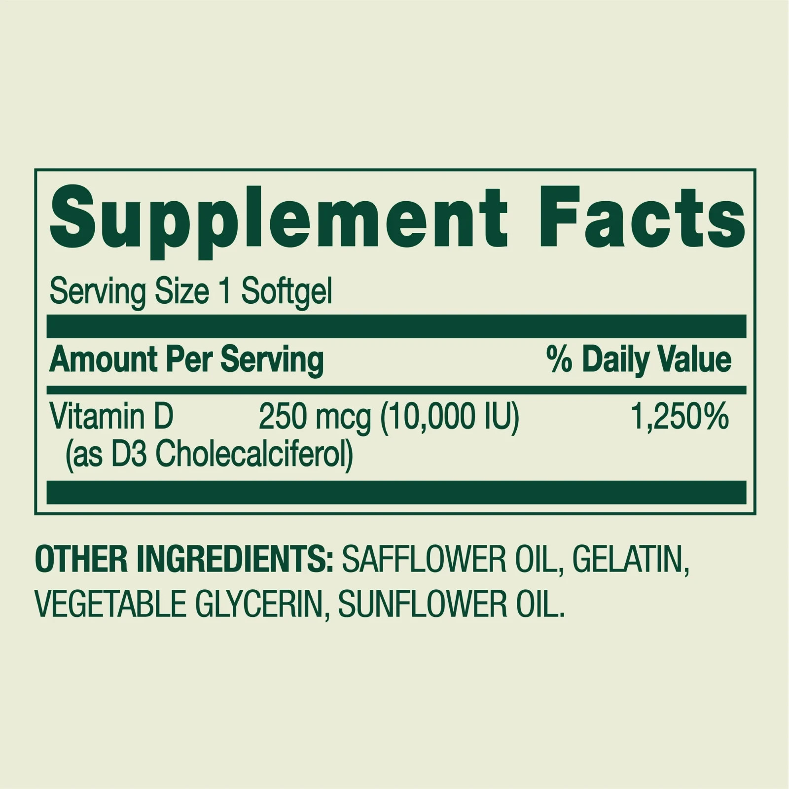 Spring Valley Vitamin D3 Supplement Softgels 250mcg per Softgel 10,000 IU 200 ct