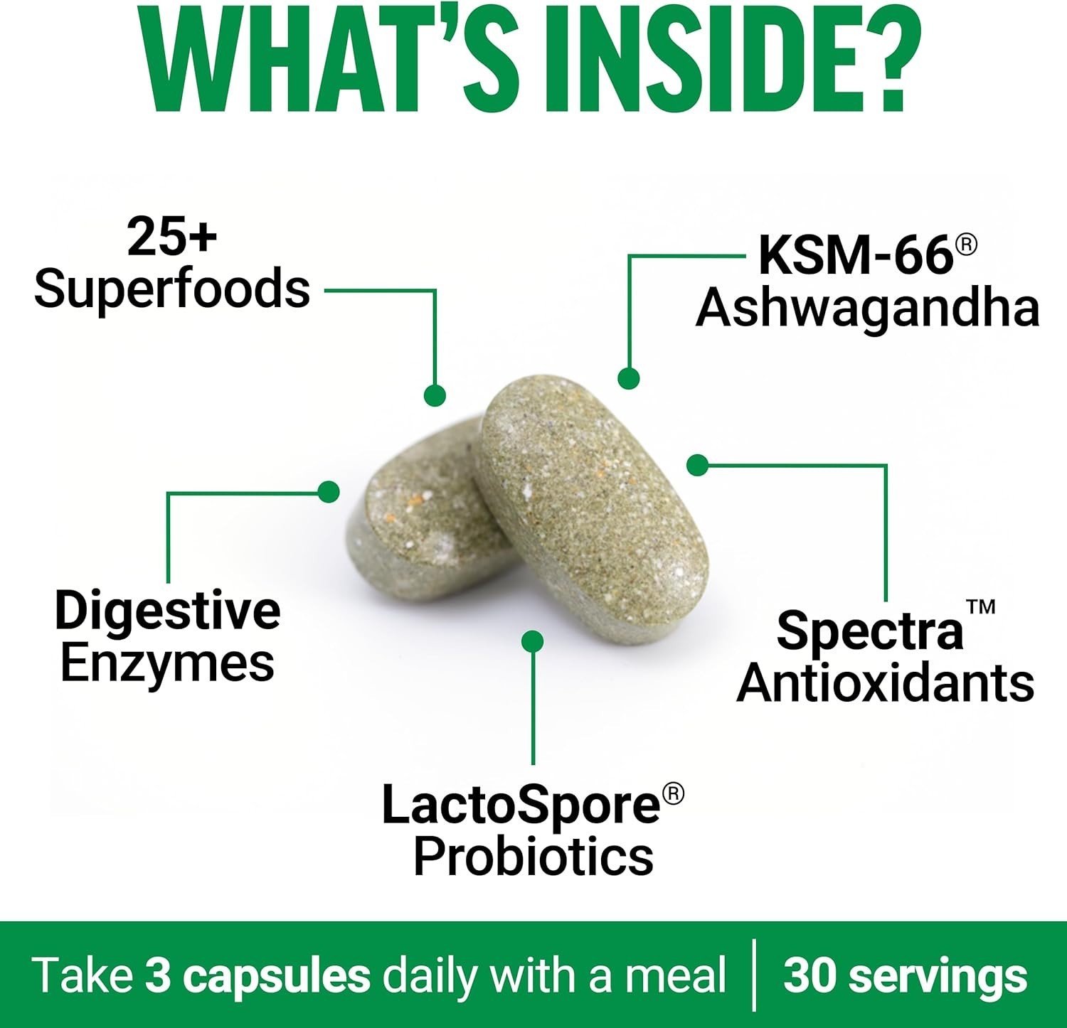 Force Factor Smarter Greens Superfoods Tablets with Antioxidants and Probiotics