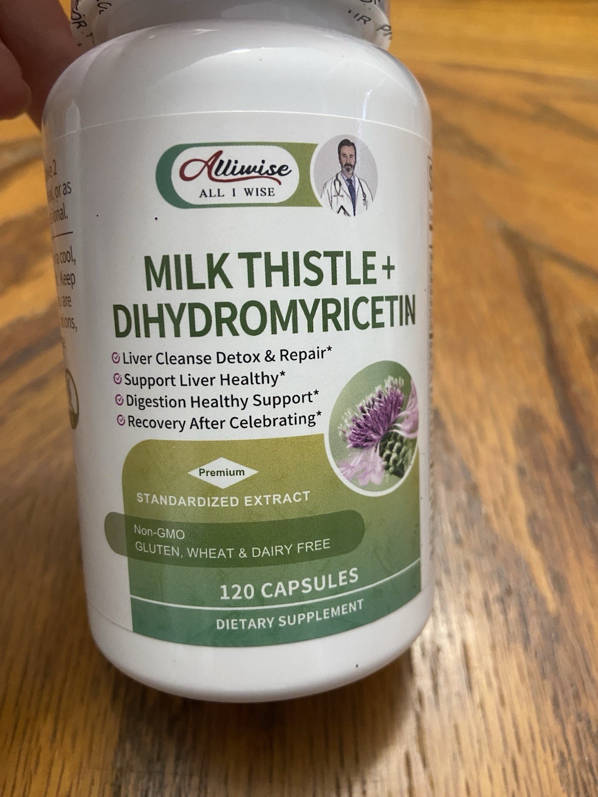 Alliwise Milk Thistle Dihydromyricetin 120 Capsules Non-GMO Gluten Dairy Free