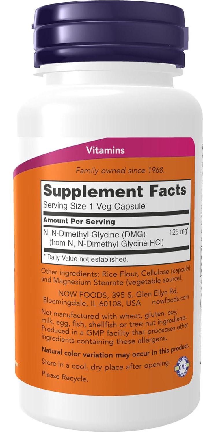 NOW Foods Supplements, DMG (N-Dimethyl Glycine) 125 mg, Nutritional Support, 100