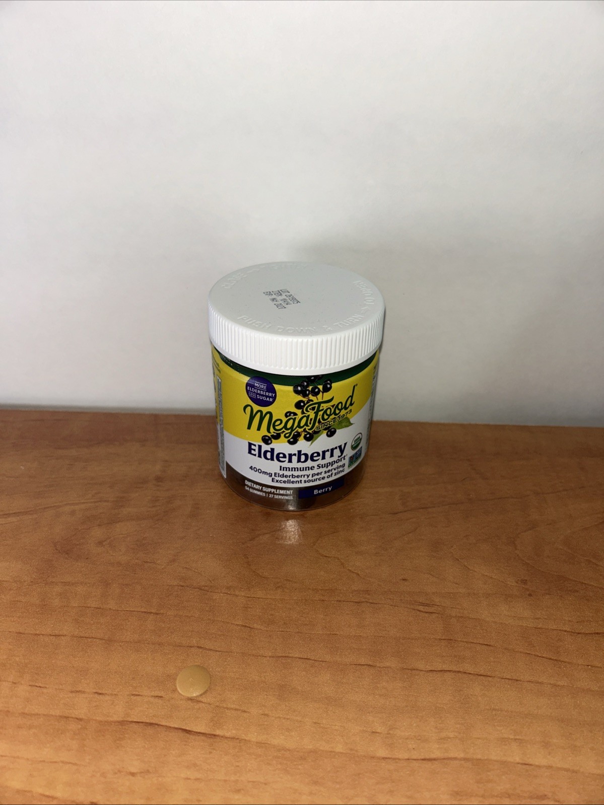 MegaFood Elderberry Immune Support Gummies 400mg Berry 54 Ct USDA Organic