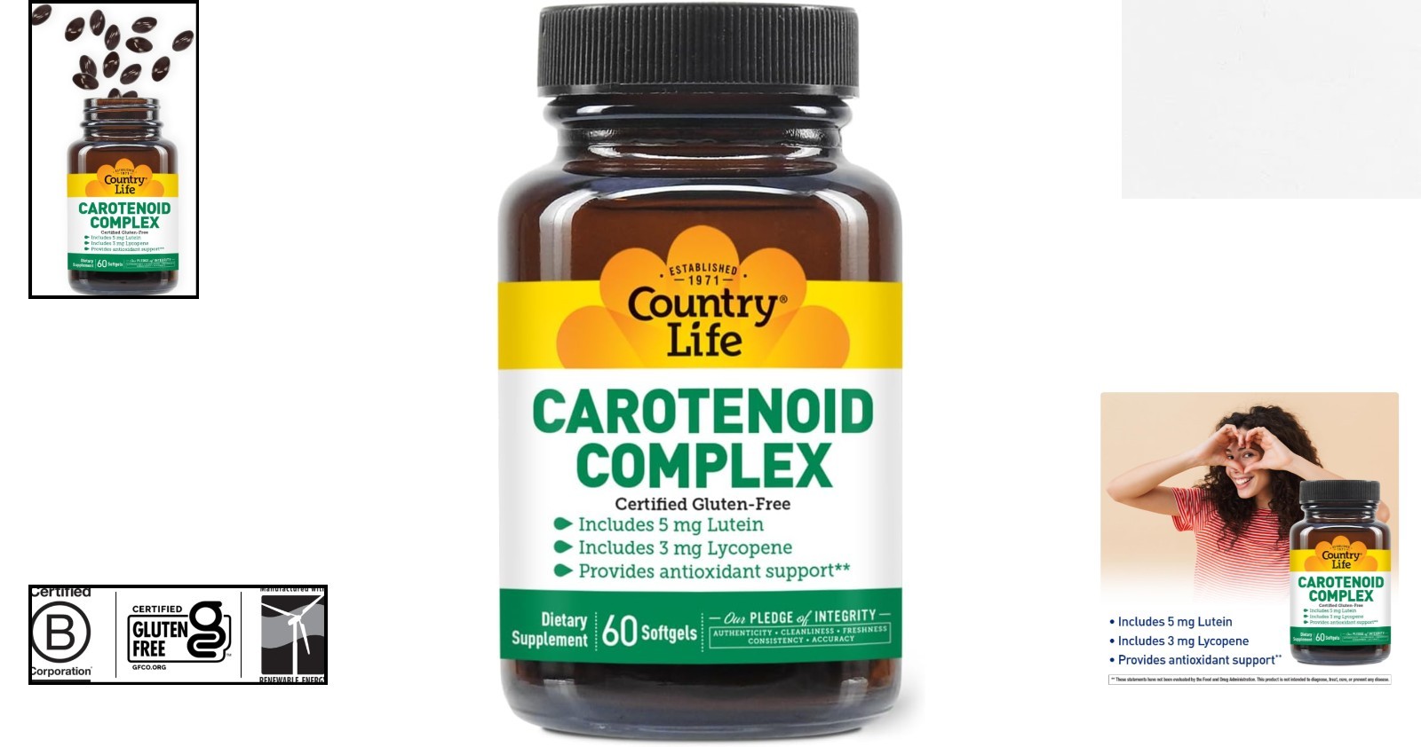Certified Gluten Free Carotenoid Complex with Lutein & Lycopene – 60 Softgels