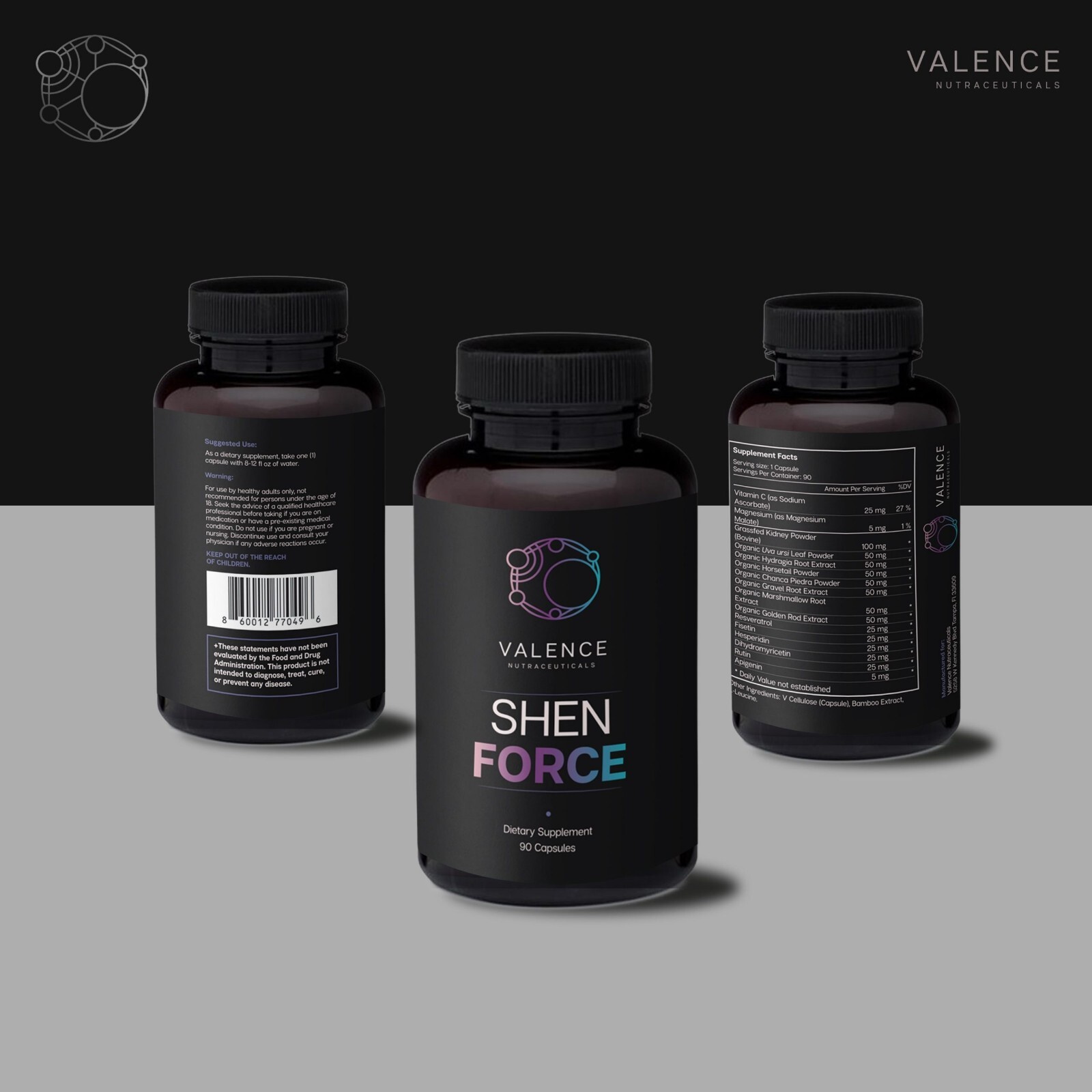 90 Capsules Shen Force Valence Kidney Support Urinary Supplement Exp 01/2027