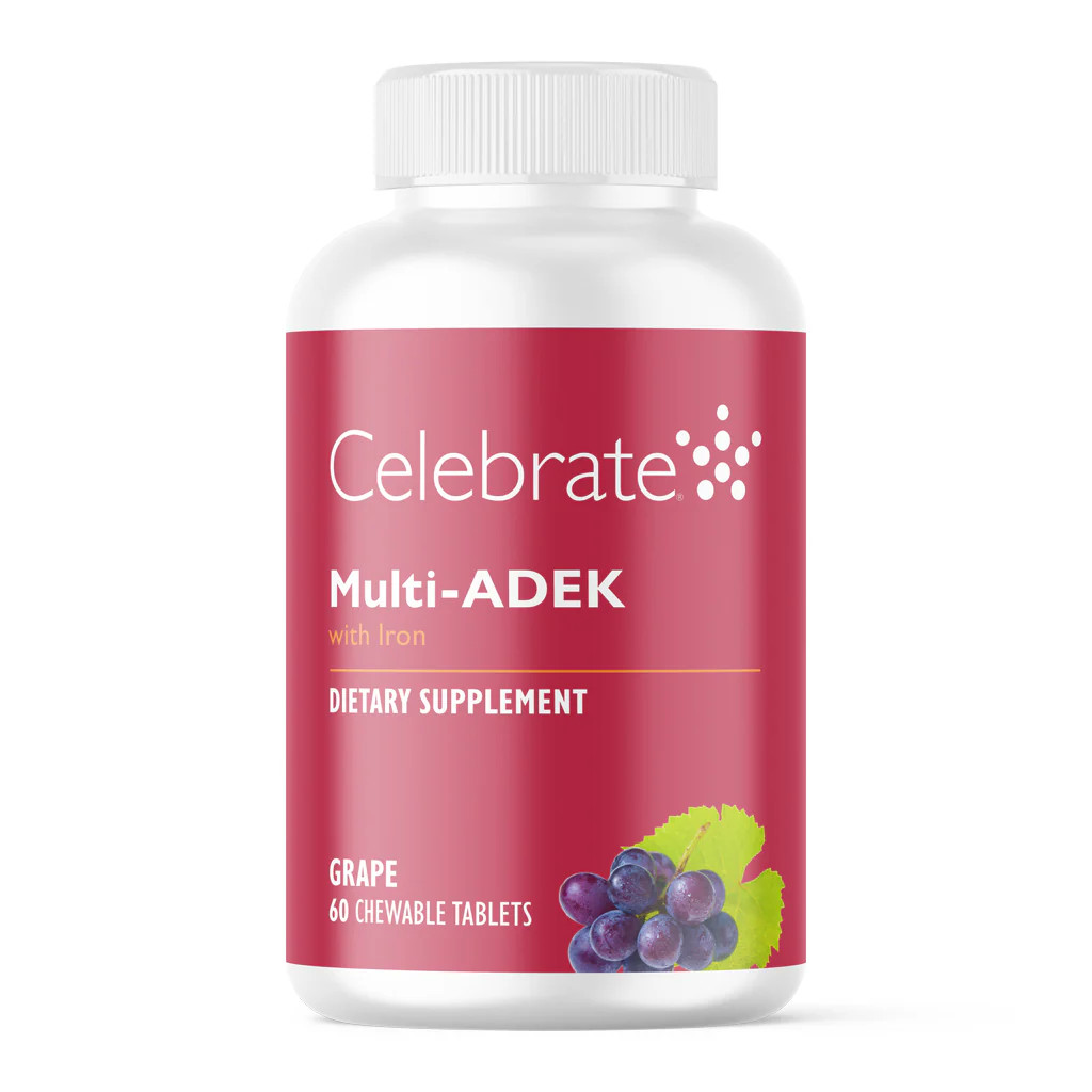 Celebrate Vitamins – Multi-ADEK Chewable Multivitamin with Iron, Grape