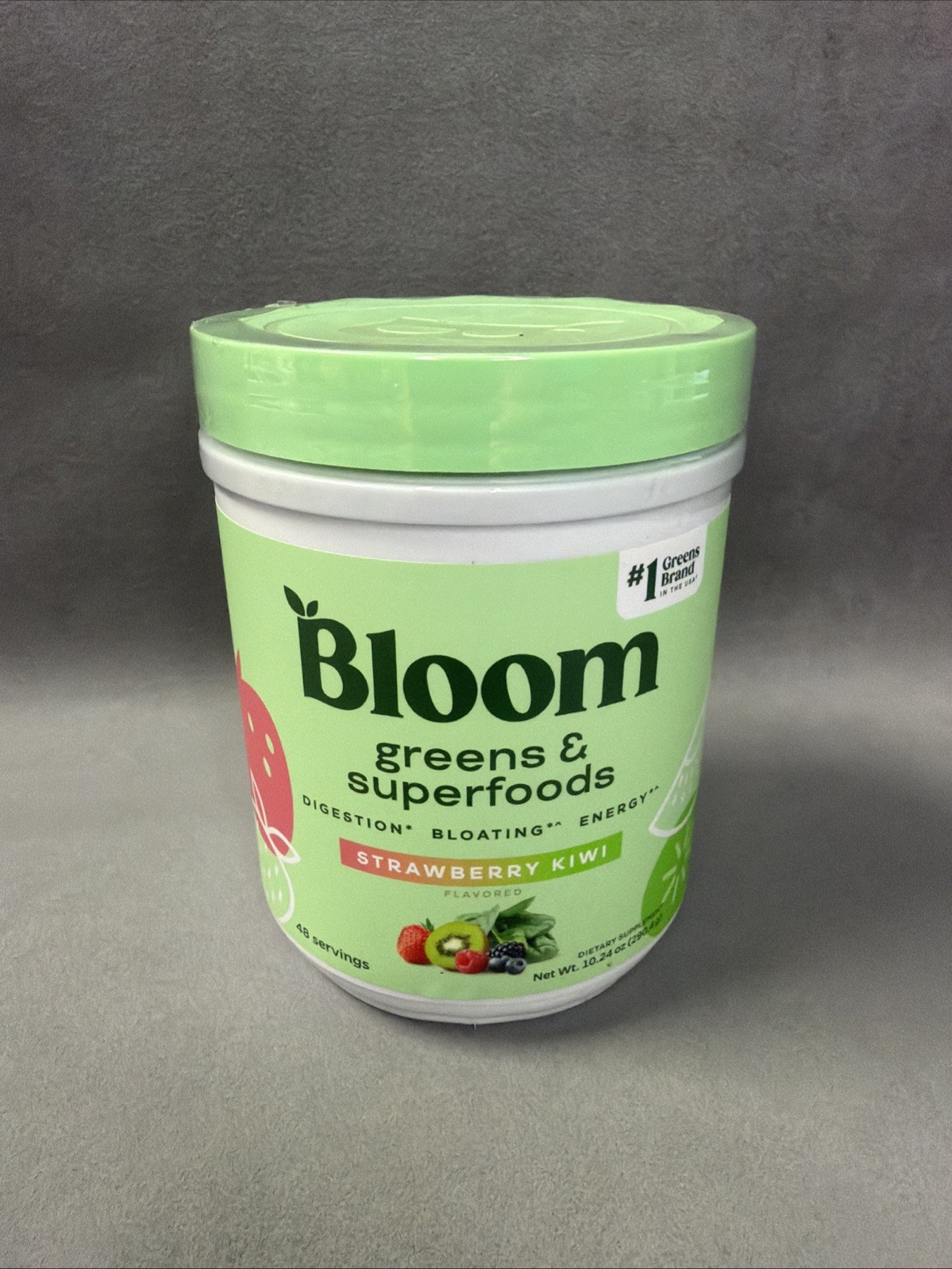Bloom Greens & Superfoods Powder Strawberry Kiwi 48 Servings DairyFree Exp 09/26