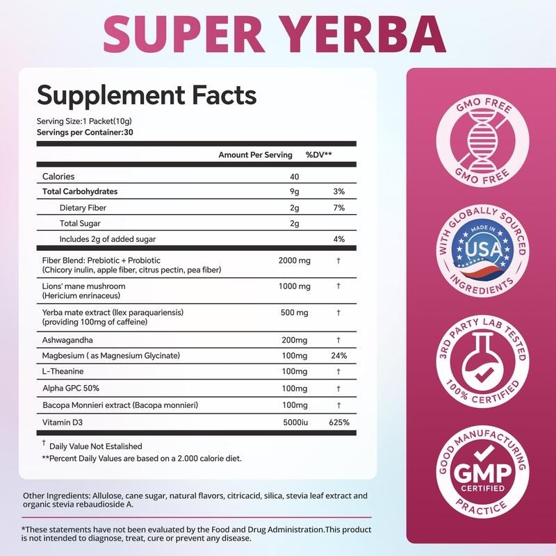 ZOOONE Super Yerba | Yerba Mate Instant Tea Powder | RASPBERRY LEMONADE Flavor