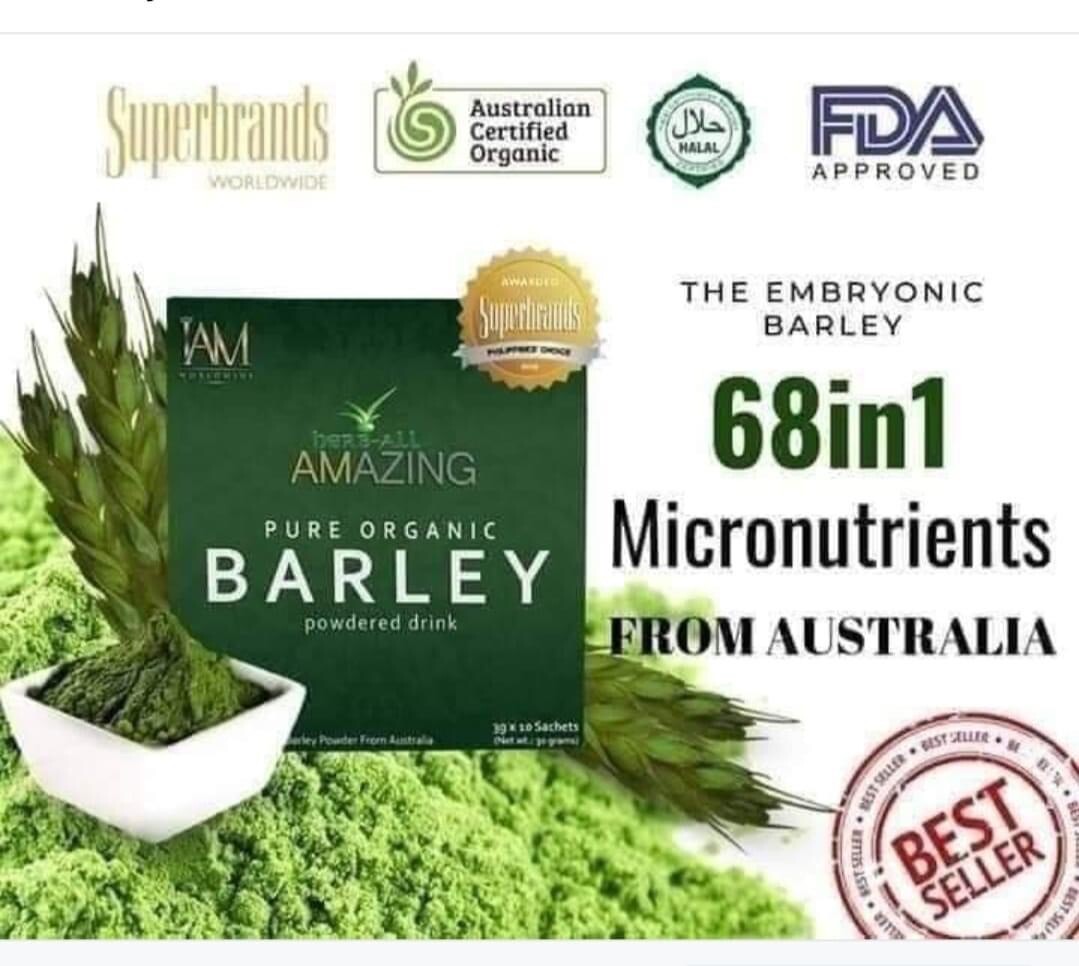 I Am Worldwide Amazing Pure Organic Barley Powdered Drink Mix 4 Boxes/40 Sachets