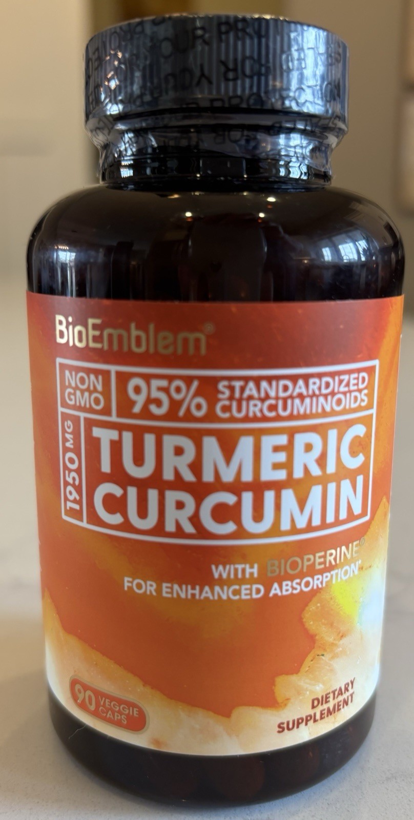 BioEmblem Turmeric Curcumin 1950mg with Bioperine 90 Capsules Exp 7/27