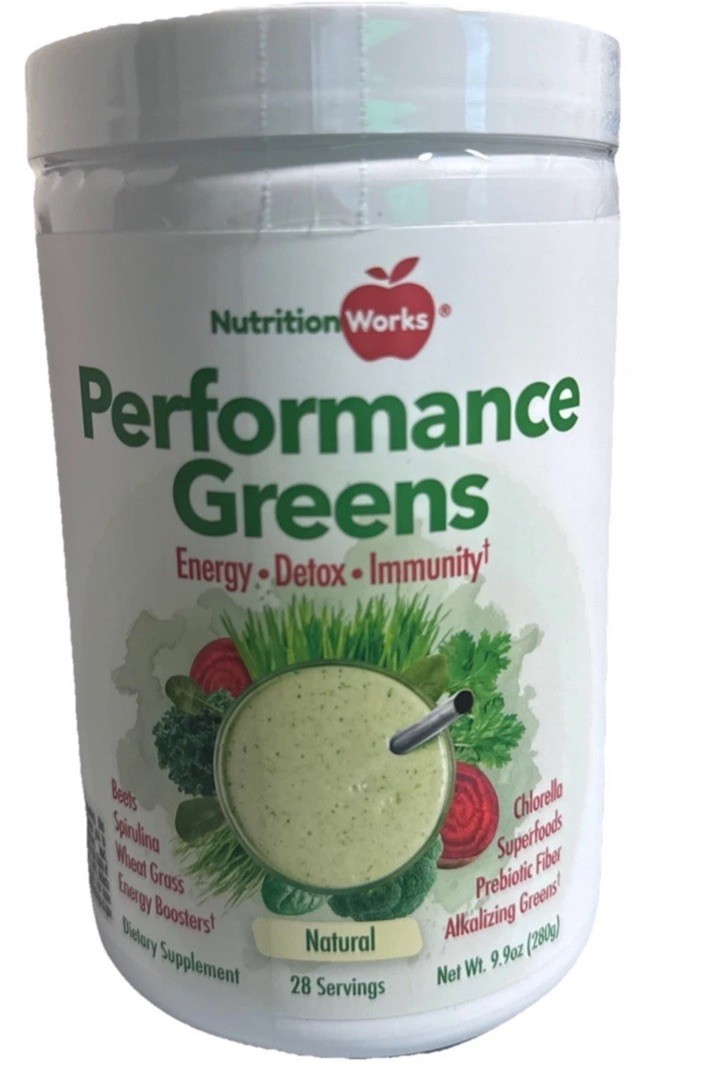 Nutrition Works Performance Greens Smoothie Powder Drink Mix Energy Detox 9.9oz