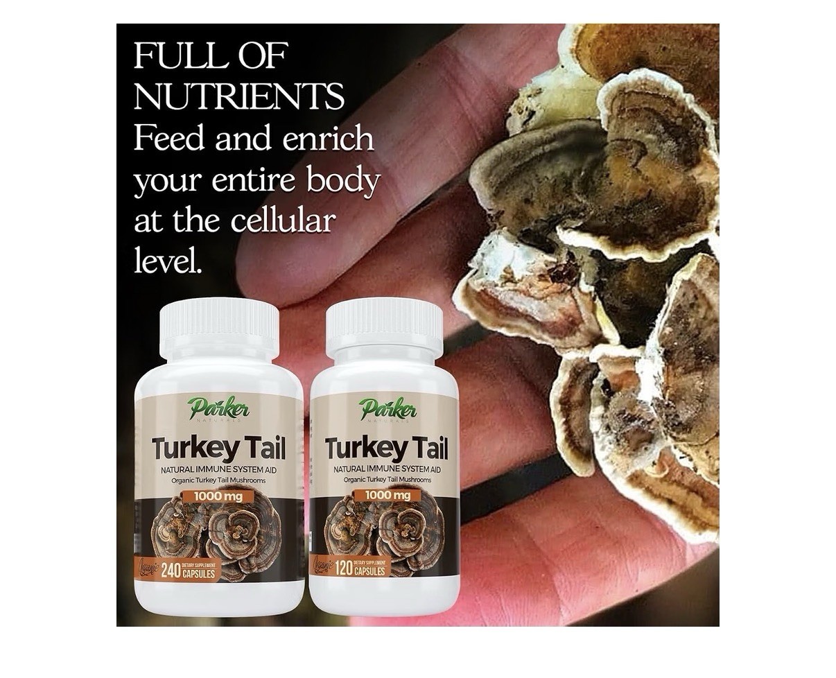 Parker Naturals Turkey Tail Mushroom Organic Supplement Immune System Aid 120Cap