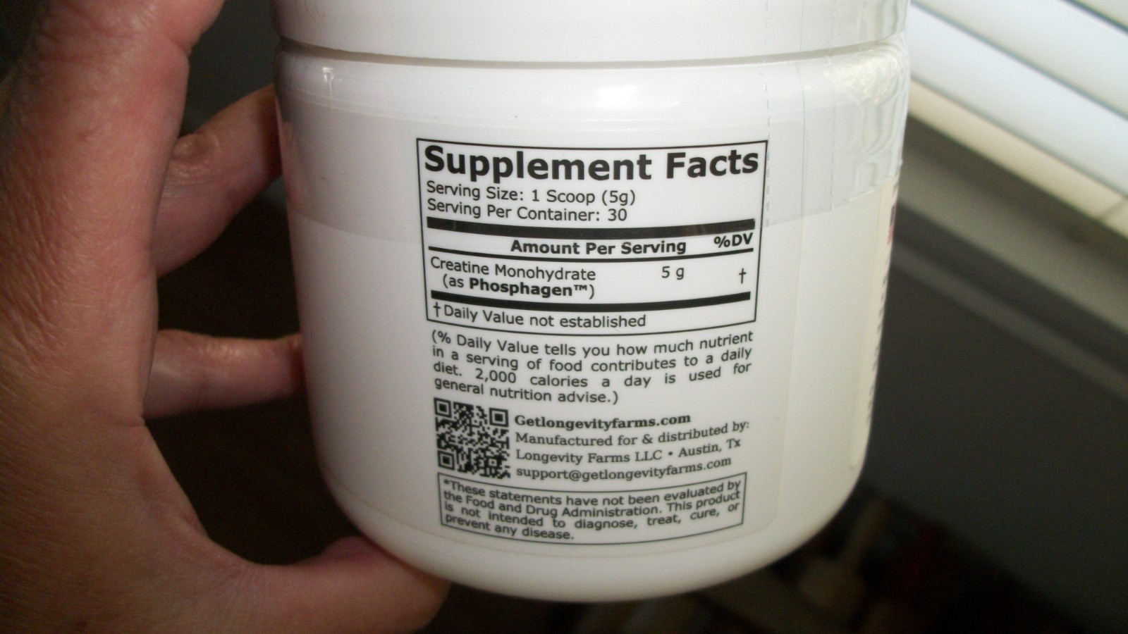Longevity Farms Creatine Powder Supplement 5.29 oz 30 Servings