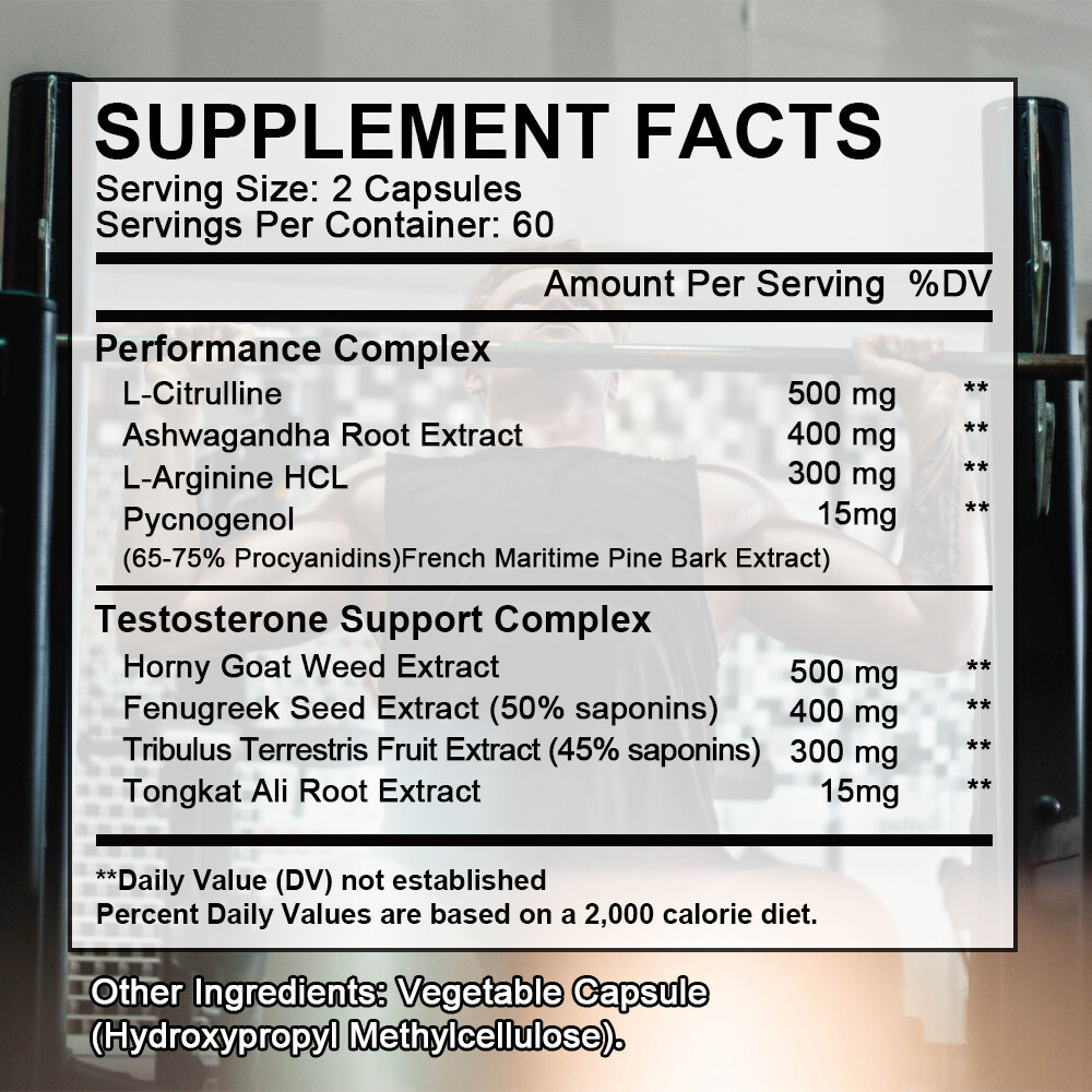 Male Enhancement Energy & Endurance Booster,Testosteron Booster 120 Capsules