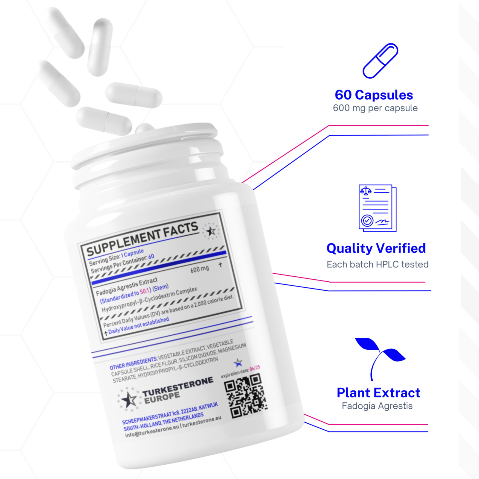 3 Pack – Fadogia Agrestis 50:1 Hydroxypropyl-β-Cyclodextrin Complex (600mg)
