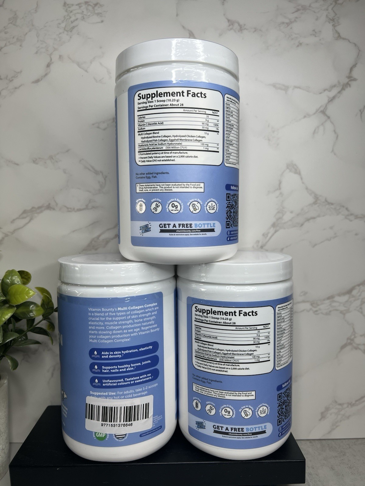 vitamin bounty Multi Collagen Complex+ Powder 3 Pack, Unflavored Exp 10/28
