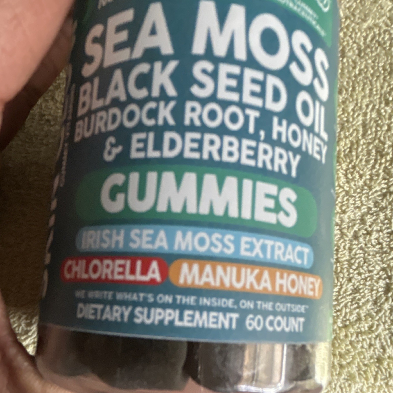 Clean Nutra Sea Moss Black Seed Oil Burdock Root Elderberry Gummies Vegan 60ct