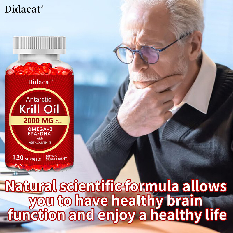 Antarctic Krill Oil 2000mg Softgels | Omega-3 EPA, DHA, with Astaxanthin