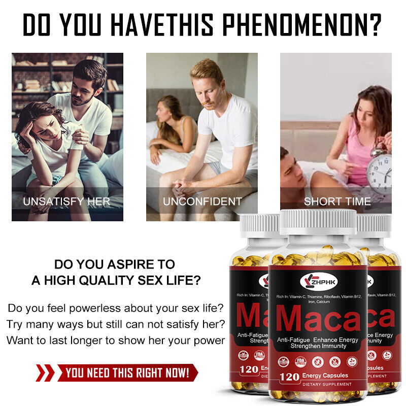 Organic Maca Root Capsules | 120 Pills | Peruvian Maca Extract for Men&Women