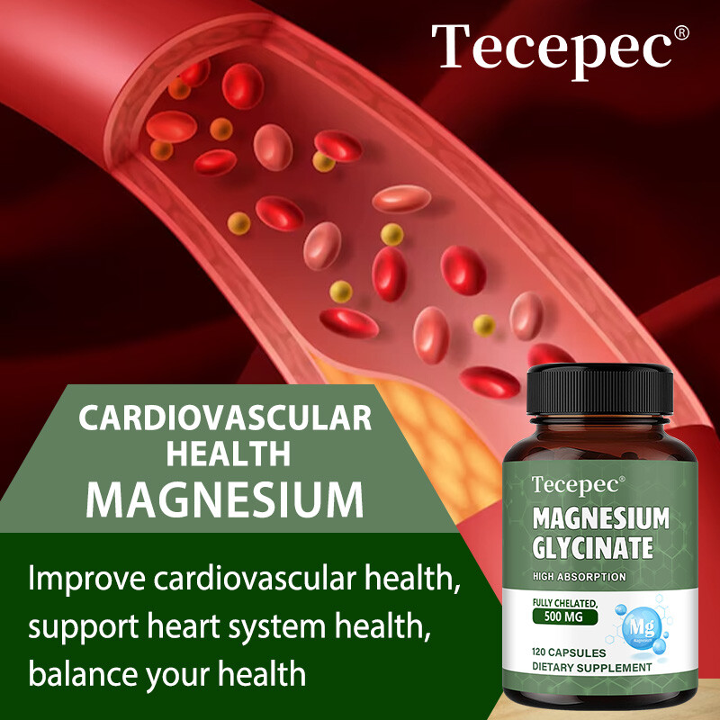 Magnesium Glycinate 500mg – Fully Chelated, High Absorption Capsules for Heart