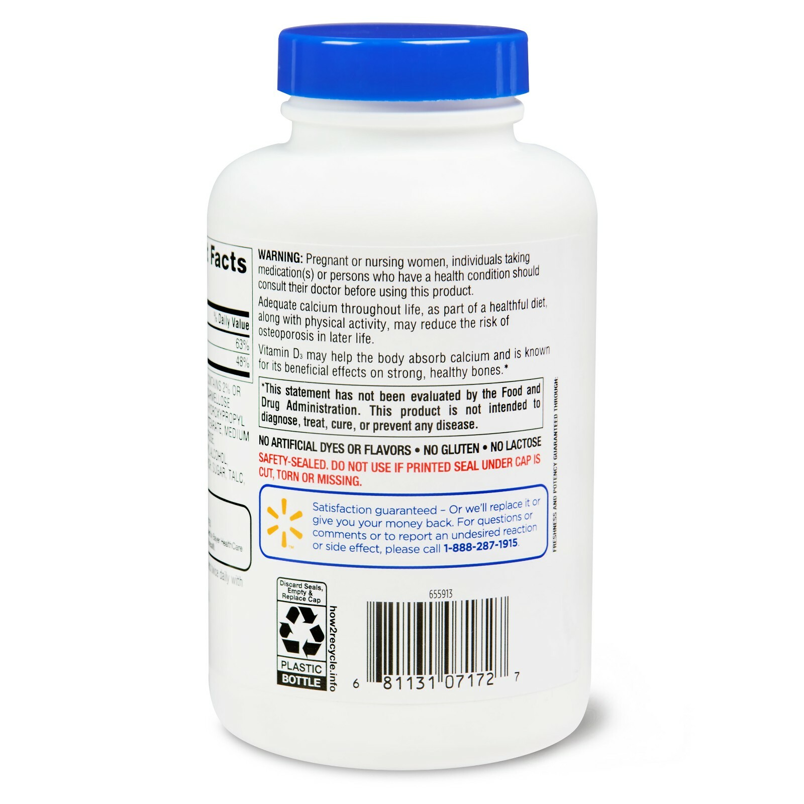 Equate Calcium Citrate + D3 Coated Tablets, 180 Count Bone & Joint Health Bone.+
