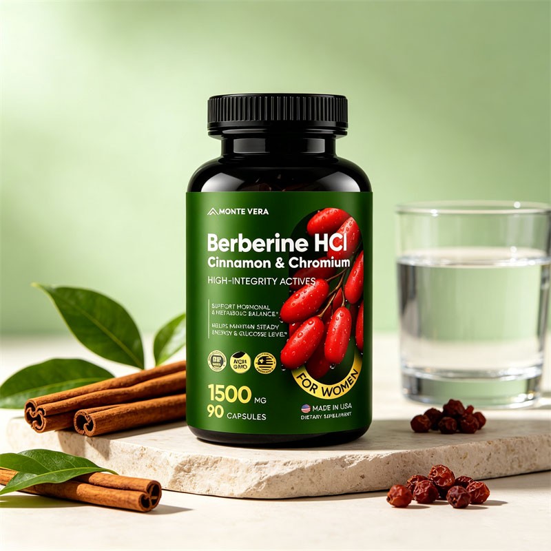 Berberine HCI 1500mg with Chromium Cinnamon Vegan Non-GMO Supplement 90 Capsules