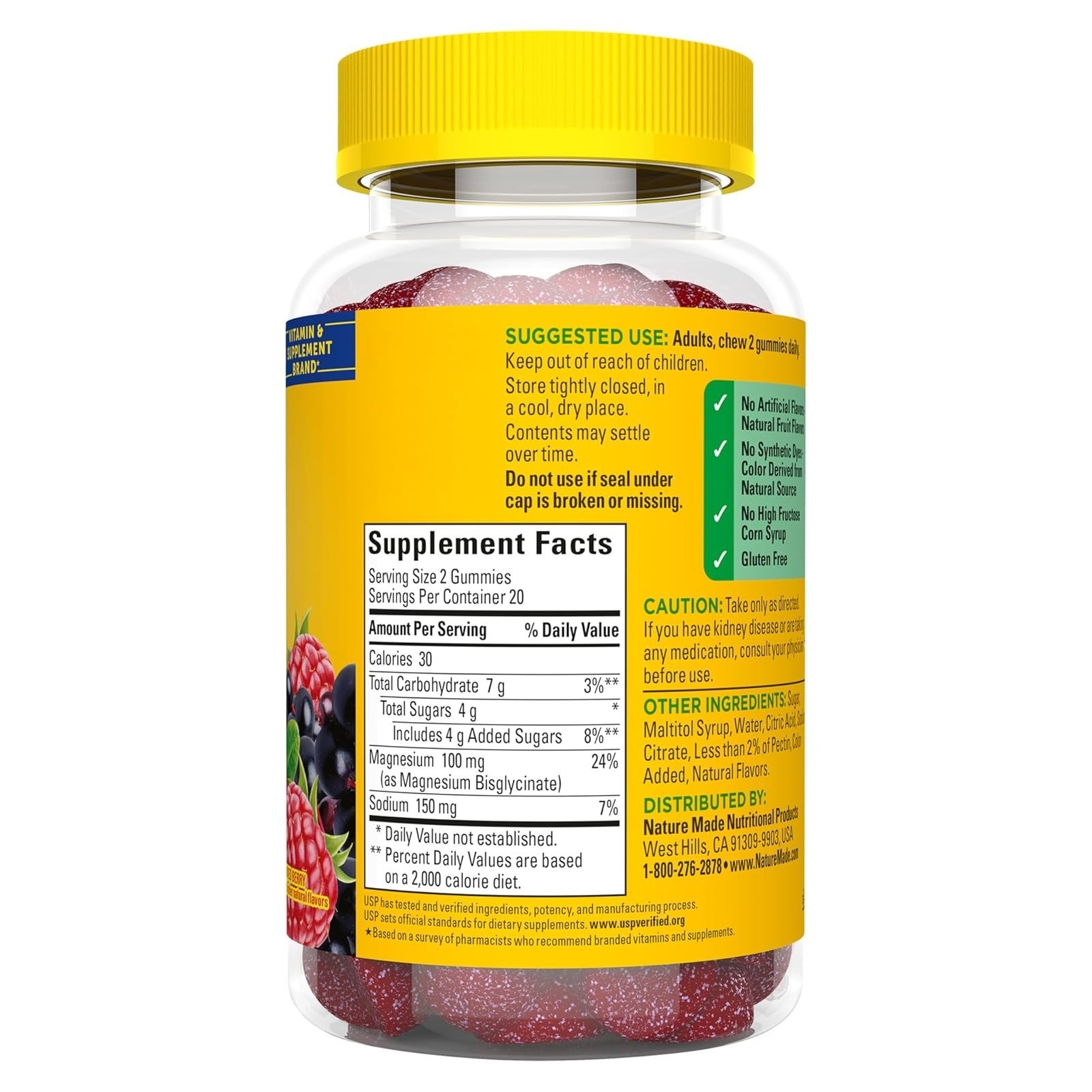 Nature Made Magnesium Glycinate Gummies 100mg – 40 Count – Muscle & Heart