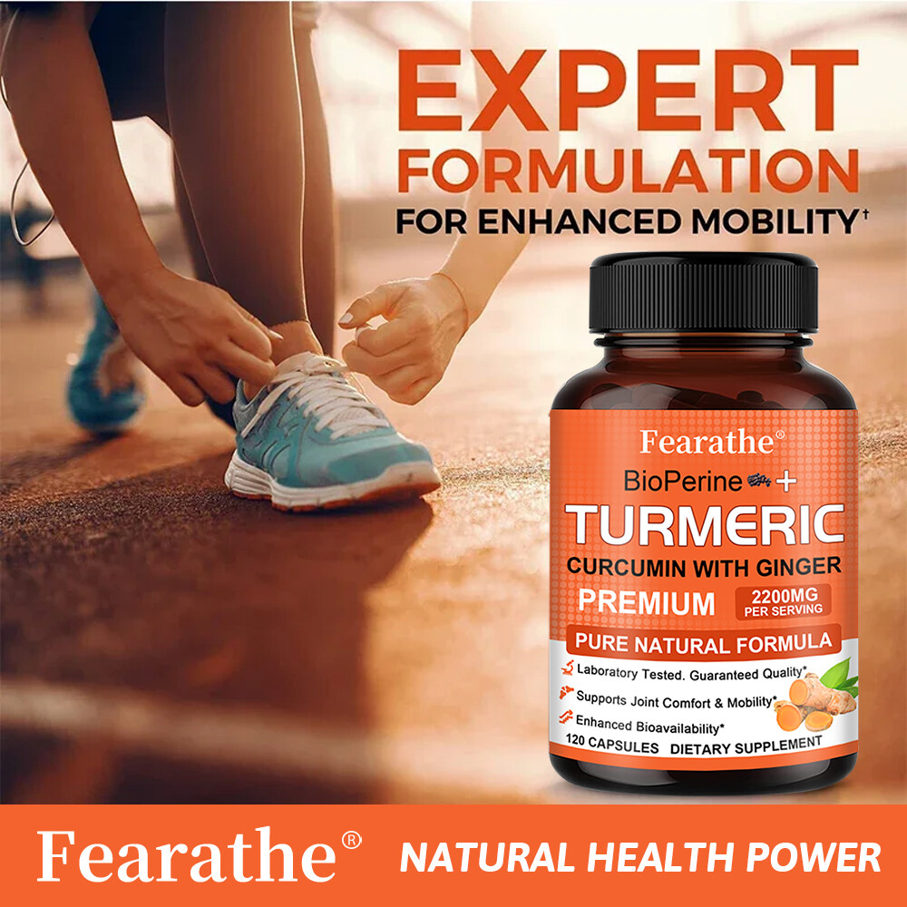 Turmeric Curcumin 2200mg w/Ginseng – Bones, Joint Support Vegan Caps