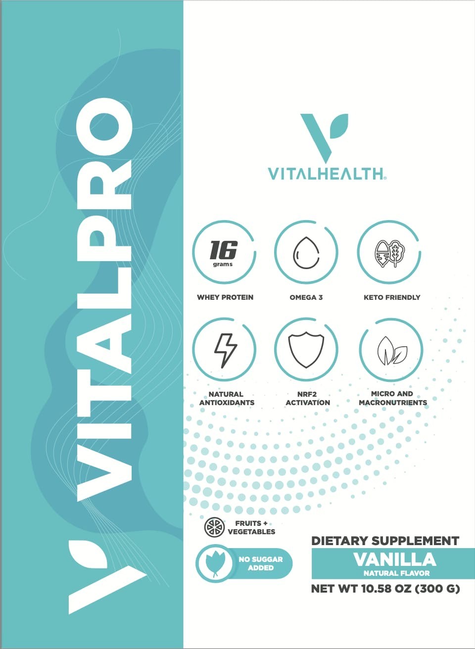 Vital Health: VitaPro Vanilla Flavored 10.6 oz (Vegetables & Fruits) Powdered
