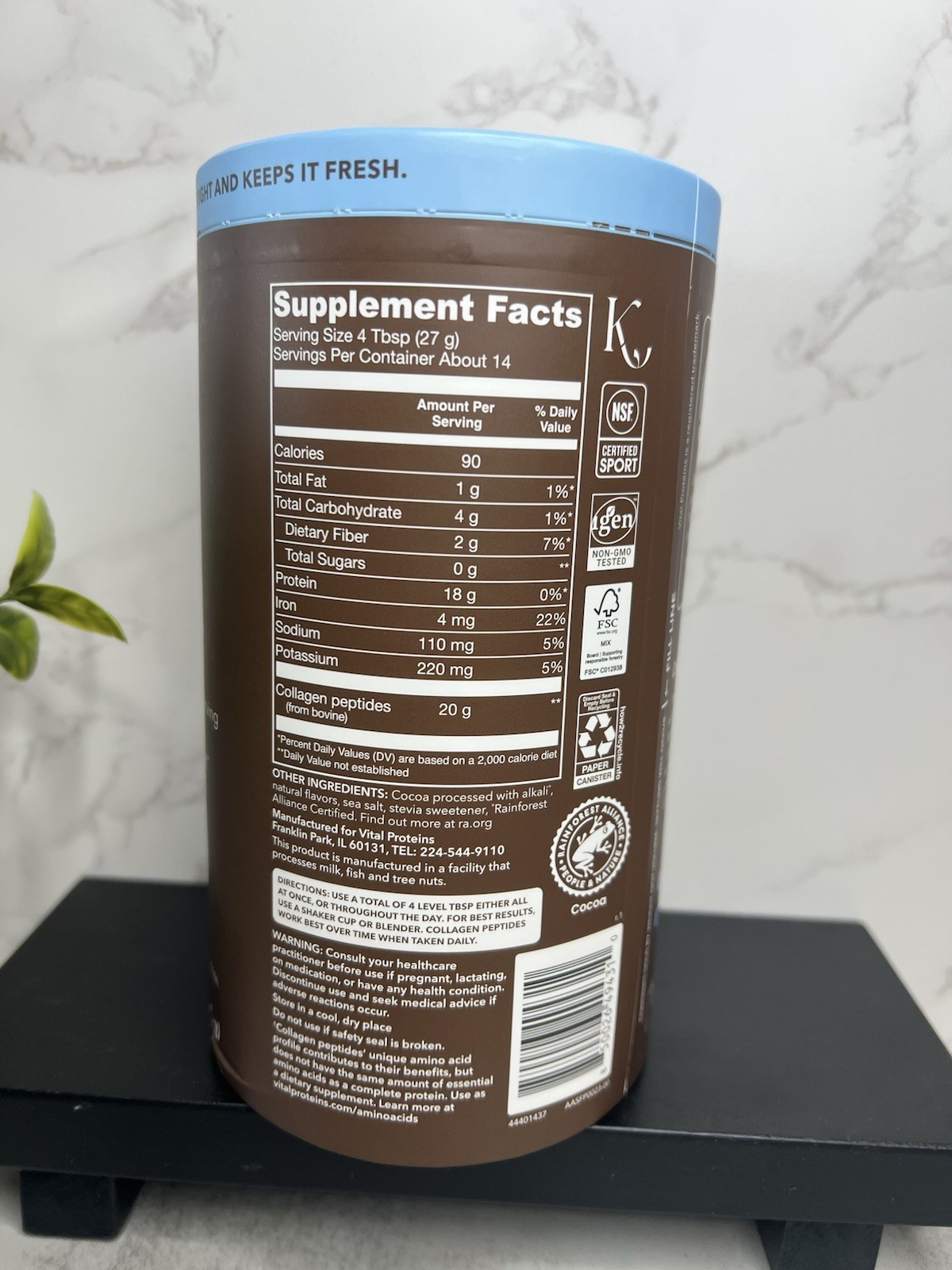 Vital Proteins Collagen Peptides Powder Chocolate 13.5 oz Exp 09/2027