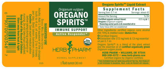 Herb Pharm Oregano Spirits Liquid Extract 1oz Immune Support New Sealed