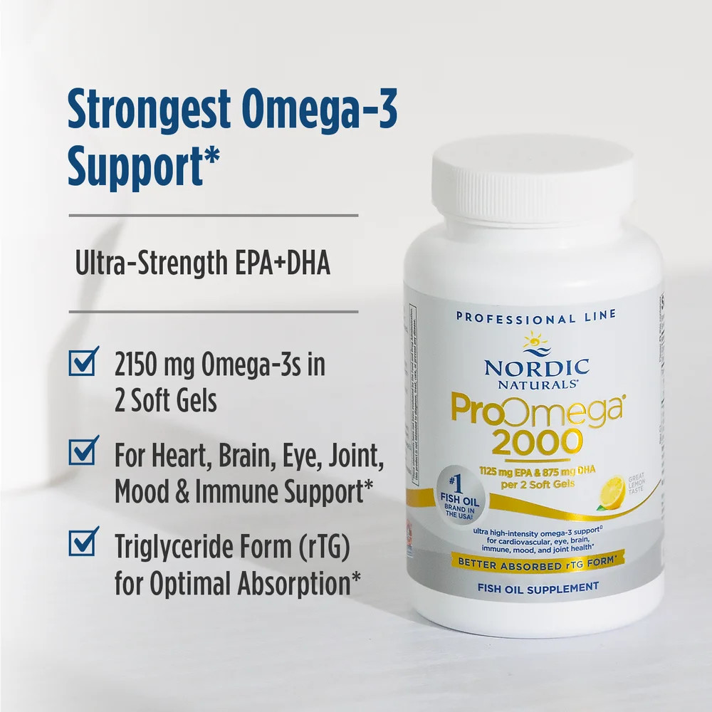 Nordic Naturals ProOmega 2000 – Extra Omegas for Heart and Brain Health, 120 Ct.