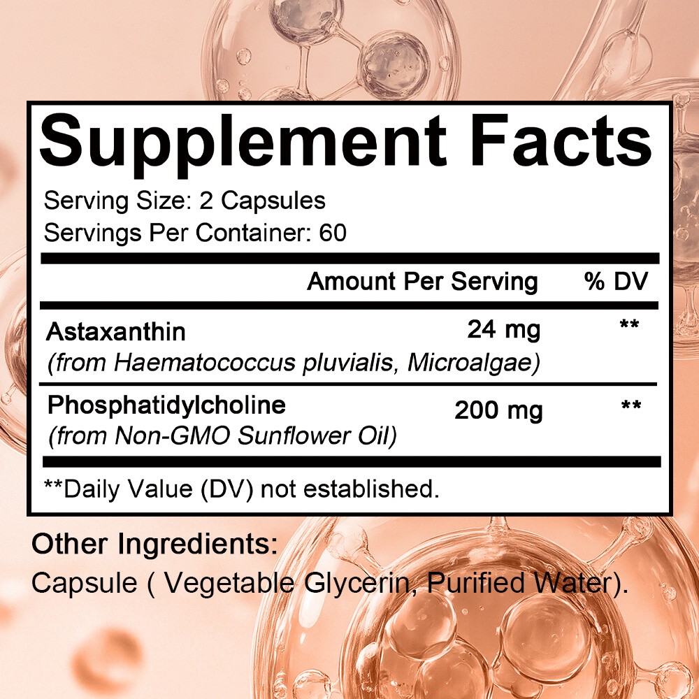 Astaxanthin 24mg, 30/60/120Softgels – Gluten Free and Non-GMO