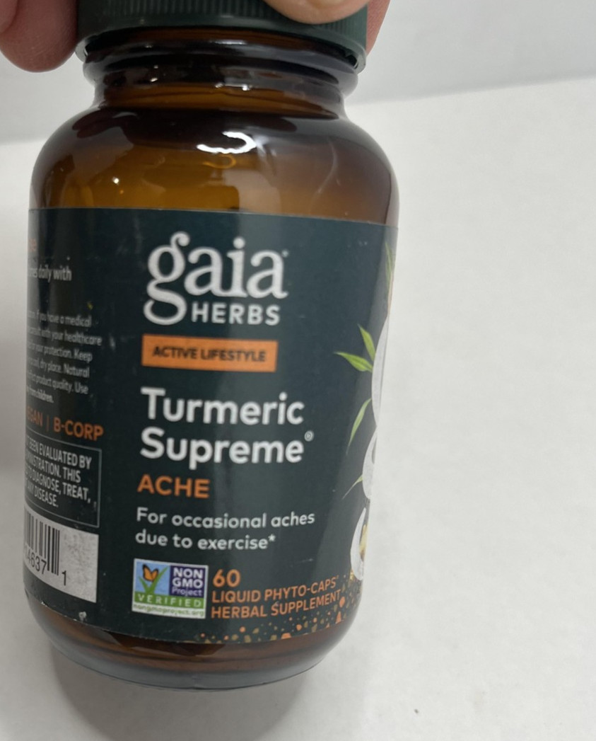 Gaia 2pk Herbs Turmeric Supreme Ache 60 Caps Exp 8/27 Joint Muscle Support