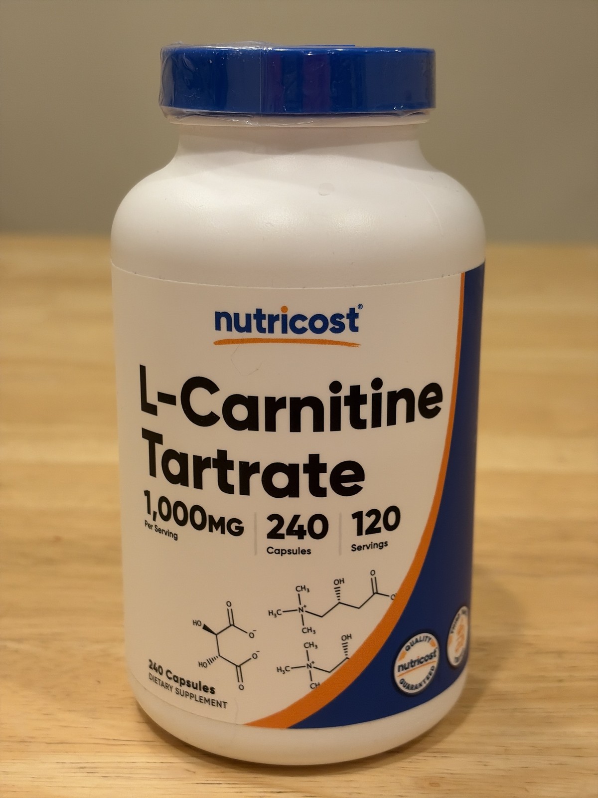 Nutricost L-Carnitine Tartrate 1000mg 240 Capsules Exp 03/2027
