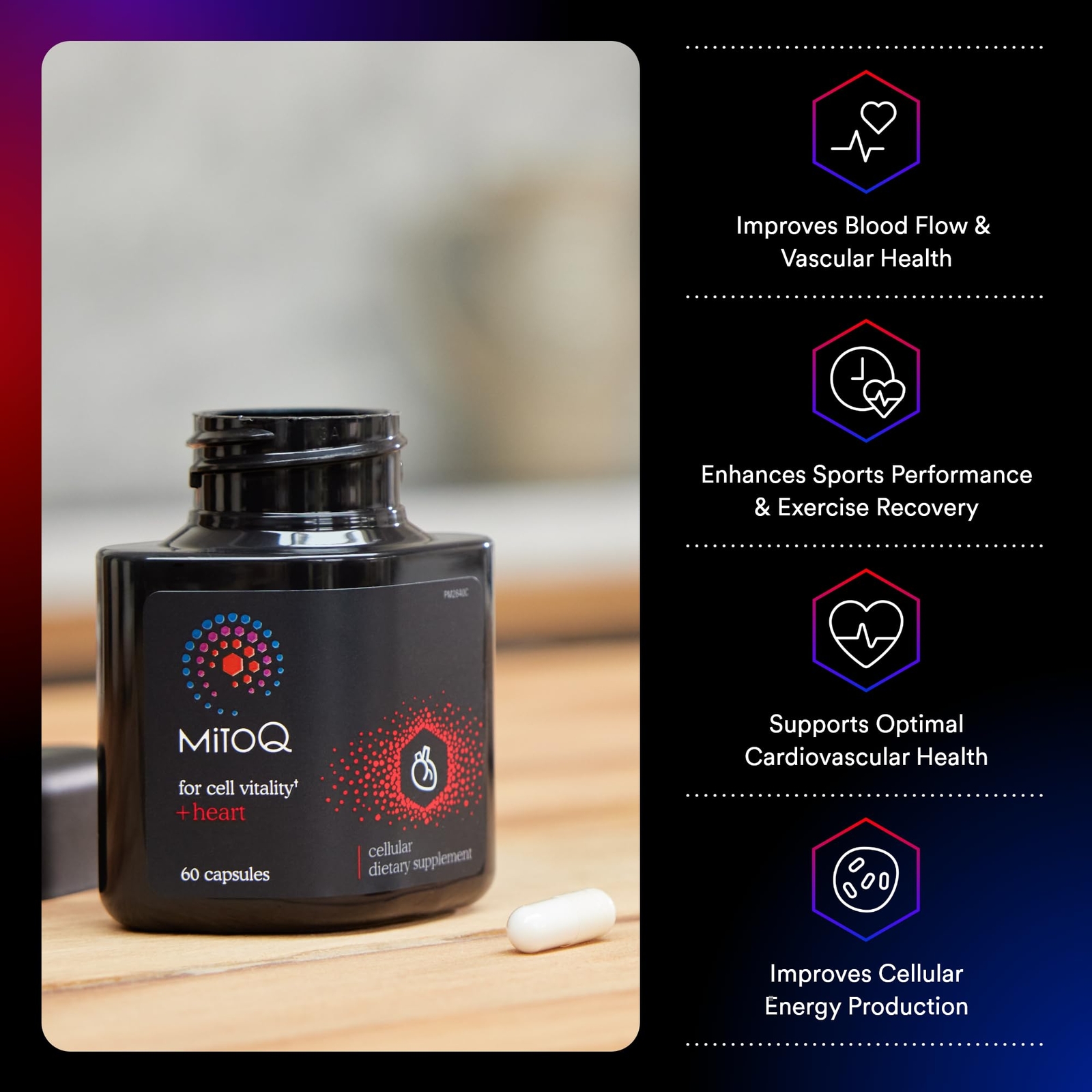 MitoQ +Heart Premium CoQ10 Antioxidant – Contains Mitoquinol Mesylate Magnesi…