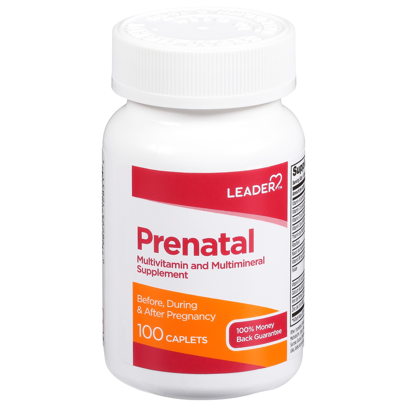 Leader Multivitamin Prenatal Supplement 800 Mcg Folic Acid Caplets 100 Count