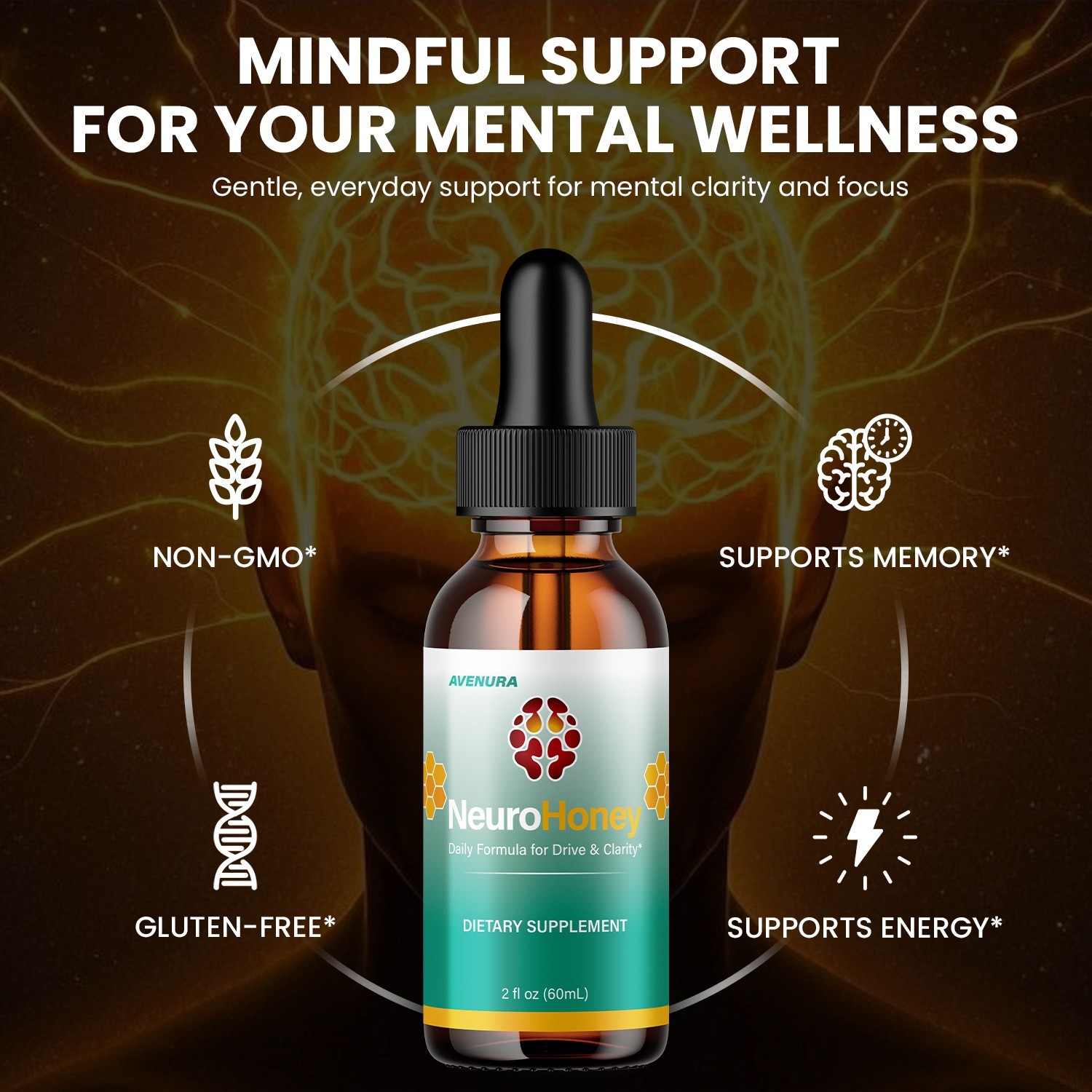 (5 Pack) Neuro Honey Liquid Drops – NeuroHoney Advanced Natural Blend Supplement