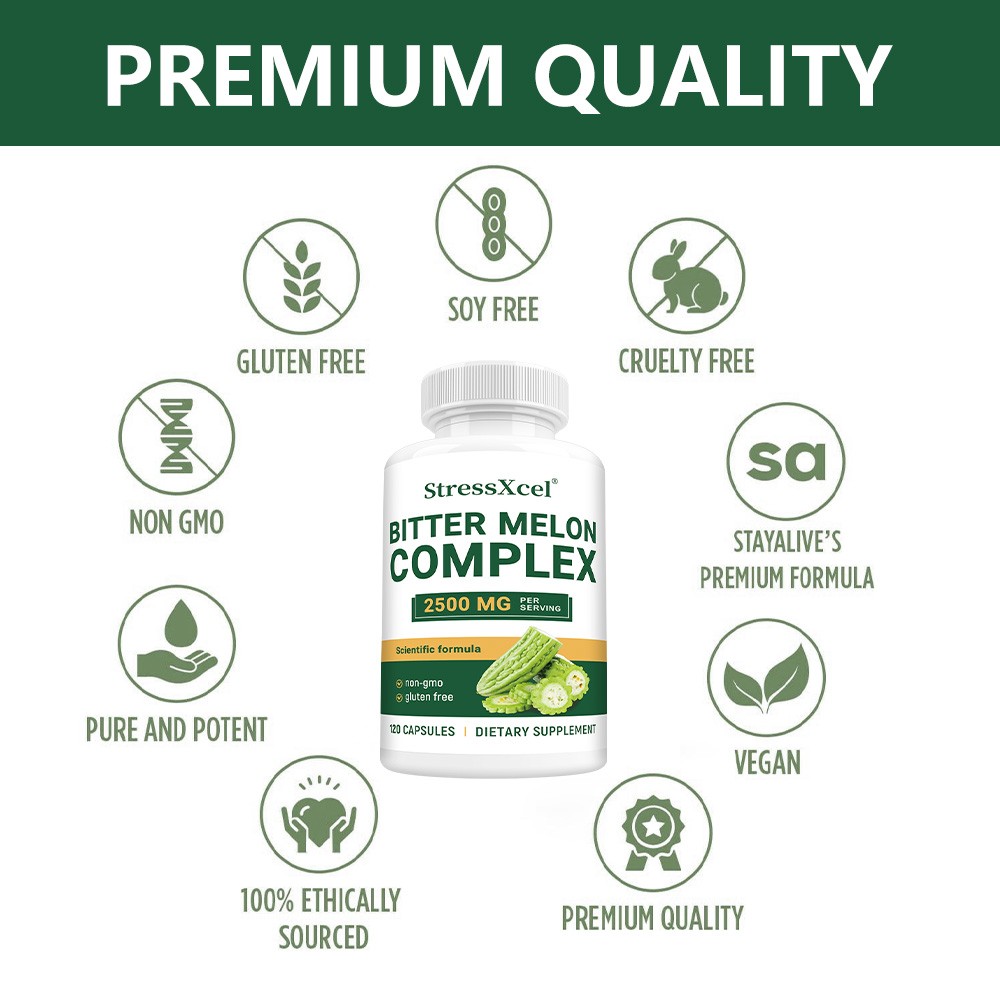 Bitter Melon Capsule 2500 Mg Skin Digestive Immune Health Gluten Free Supplement