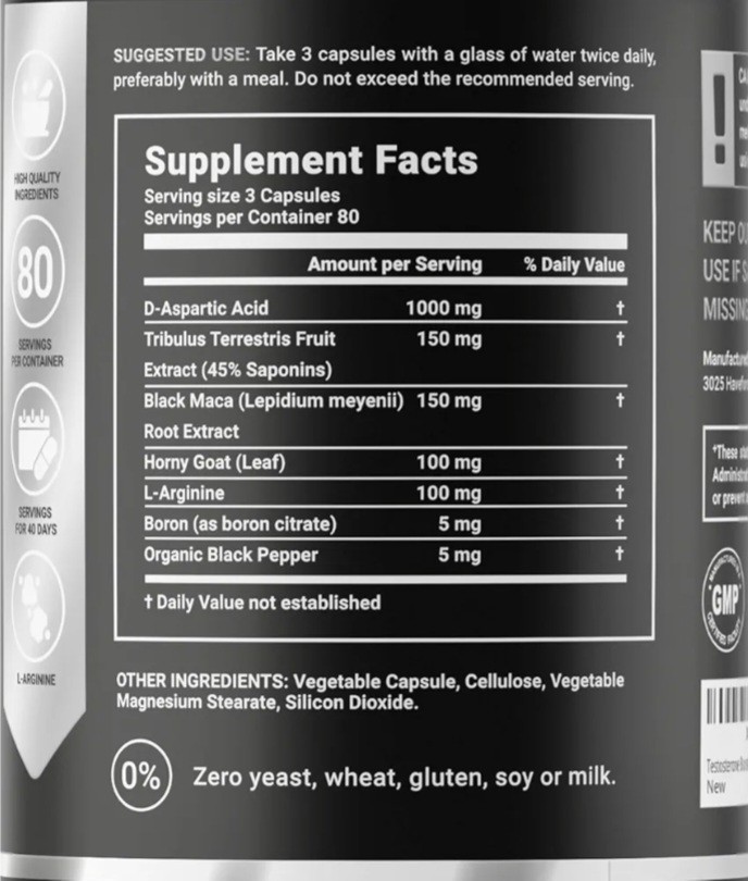 B Life Testosterone Booster Supplement Men Muscle Growth & Strength 80 Servings