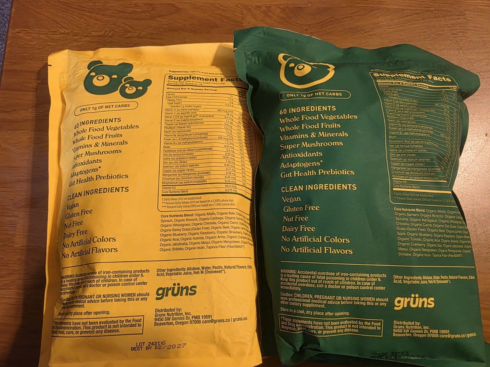grüns Superfoods Greens Gummies 168 224 Sugar-Free Vegan Gut Health Energy