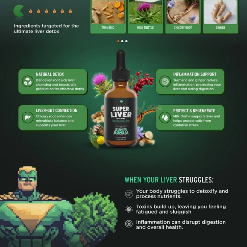 Liver detox – Herbal Liquid Drops Super Liver with Milk Thistle & Turmeric,
