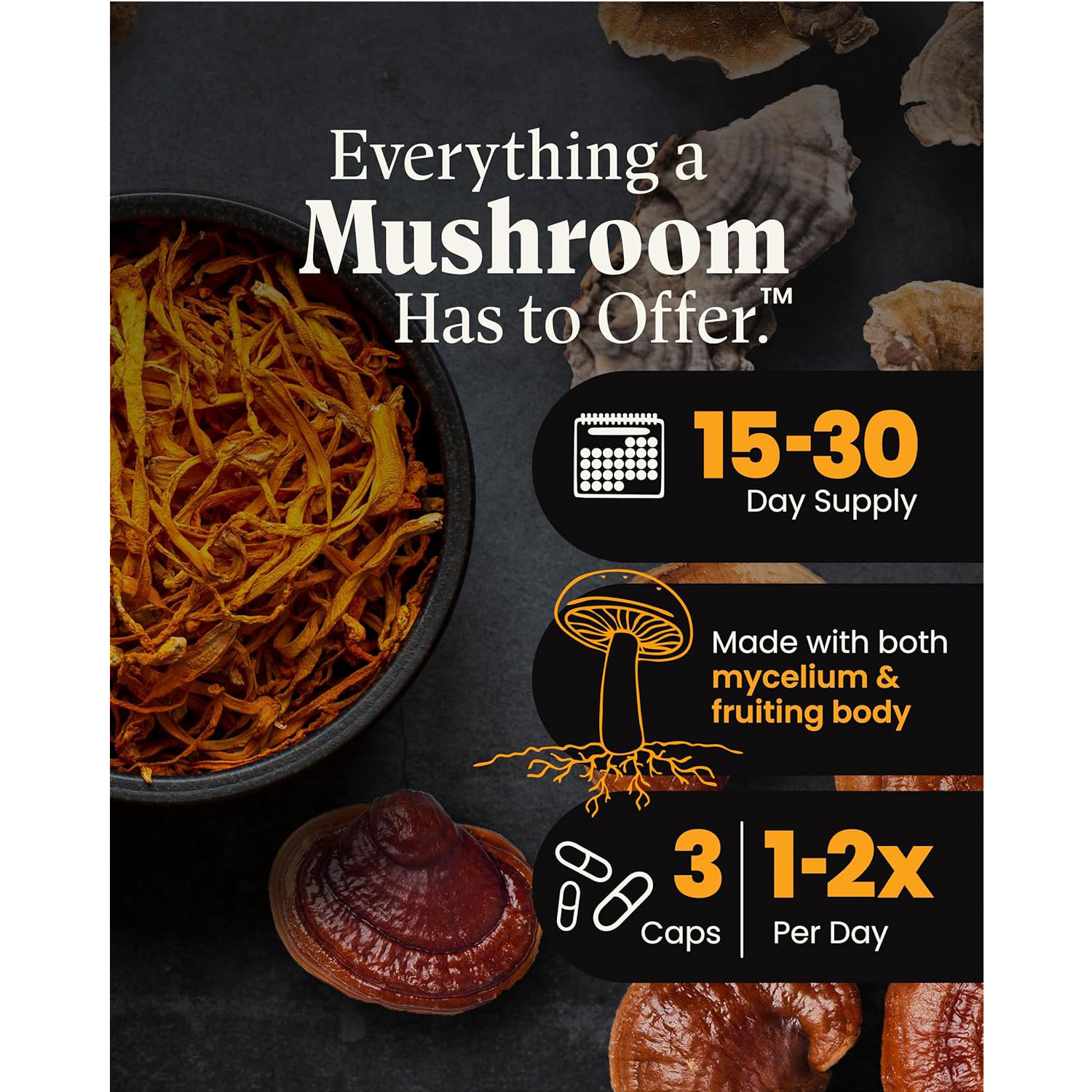 Herb Pharm,Mushroom Wellness Everyday 10,Organic Broad Spectrum,90Veg Caps