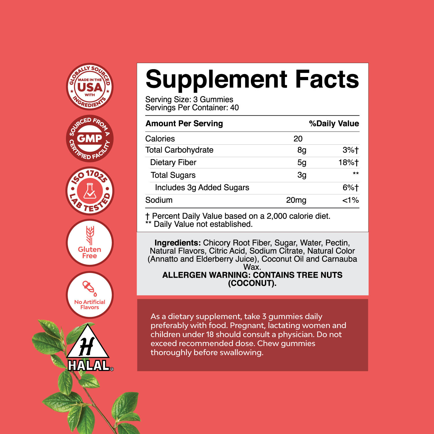Tasty Prebiotic Fiber Gummies for Adults – High Fiber Supplement 120ct