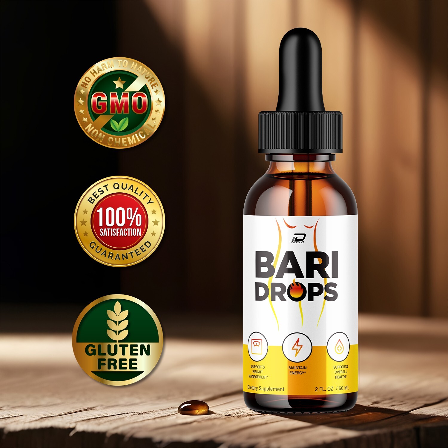 (5 Pack) Bari Drops Liquid Supplement-Natural Formula for Active Fitness Goals
