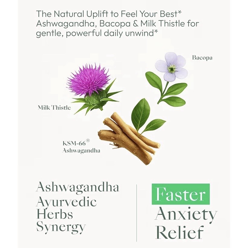 KSM-66 Ashwagandha Bacopa Milk Thistle 60ct Vegan Capsules 2 Pack EXP 7/27